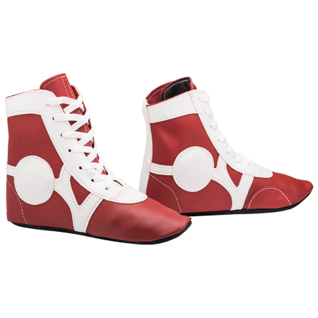 Купить Обувь для самбо SM-0102, кожа, красный Rusco в Новаяляли 