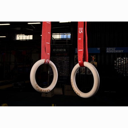 Купить Кольца гимнастические 32 мм красные стропы в Новаяляли 