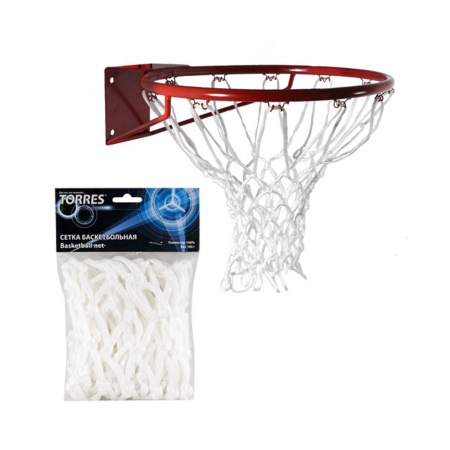 Купить Сетка баскетбольная Torres, нить 6 мм, белая в Новаяляли 